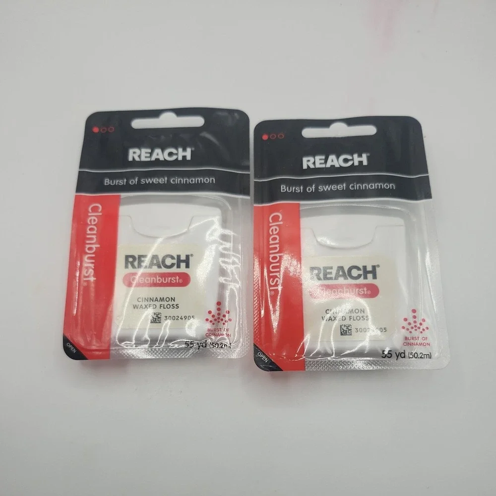 TWO Reach Cleanburst Cinnamon Flavored Waxed Floss